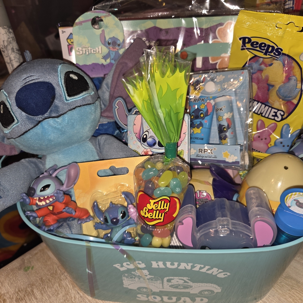 Stitch Easter Gift Basket with Plush and Treats